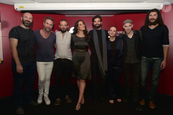 Exclusif - Jeff Broussoux (Caïphe), Solal (Ponce Pilate), Clément Verzi (Judas), Crys Nammour (Marie-Madeleine), Mike Massy (Jésus), Anne Sila (Marie), Grégory Deck (Jean) et Olivier Blackstone (Pierre) - Showcase de la comédie musicale "Jésus, de Nazareth à Jérusalem" à la Fnac des Ternes le 21 juin 2017 © Giancarlo Gorassini / bestimage