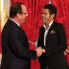 Francois Hollande, Jamel Debbouze - Remise du prix de l'Education Artistique et Culturelle a l'Elysée, le 12 Juin 2013.