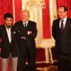 Francois Hollande, Jamel Debbouze et Marc Ladreit De Lacharriere - Remise du prix de l'Education Artistique et Culturelle a l'Elysée, le 12 Juin 2013.