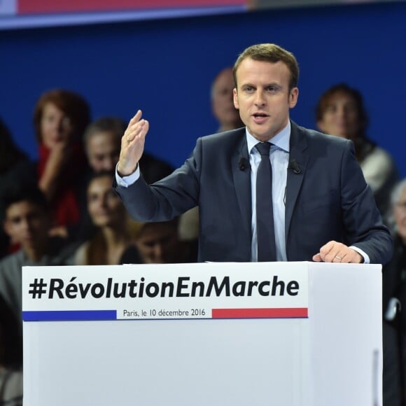 Premier meeting de campagne à l'élection présidentielle d'Emmanuel Macron et de son mouvement "En Marche !" au Parc des Expositions de la porte de Versailles à Paris. Le 10 décembre 2016 © Lionel Urman / Bestimage