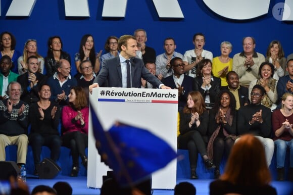 Premier meeting de campagne à l'élection présidentielle d'Emmanuel Macron et de son mouvement "En Marche !" au Parc des Expositions de la porte de Versailles à Paris. Le 10 décembre 2016 © Lionel Urman / Bestimage
