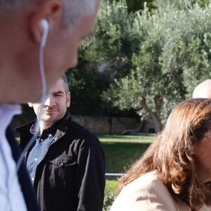 Nicolas Sarkozy, sa femme Carla Bruni et leur fille Giulia arrivent au musée de l'Acropole à Athènes. Le 24 octobre 2017  Nicolas Sarkozy and wife Carla Bruni get a warm welcome as they visit the Akropolis Museum with their daughter Giulia during their visit to Greece.24/10/2017 - Athènes