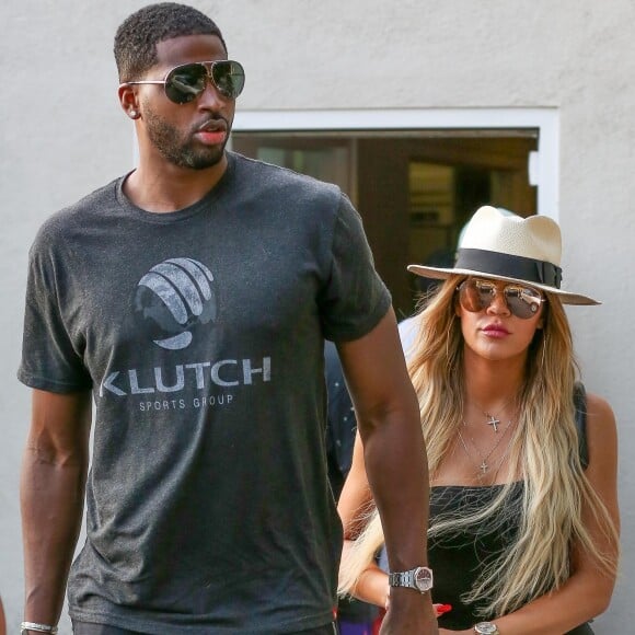 Khloe Kardashian et son nouveau compagnon Tristan Thompson sont allés déjeuner au restaurant Benihana à Los Angeles, le 5 juillet 2017.