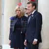 Brigitte et Emmanuel Macron - Le président de la République française a reçu les membres de la délégation française de Paris2024 ainsi que ses deux prédécesseurs au palais de l'Elysée à Paris, le 16 septembre 2017. © Dominique Jacovides/Bestimage