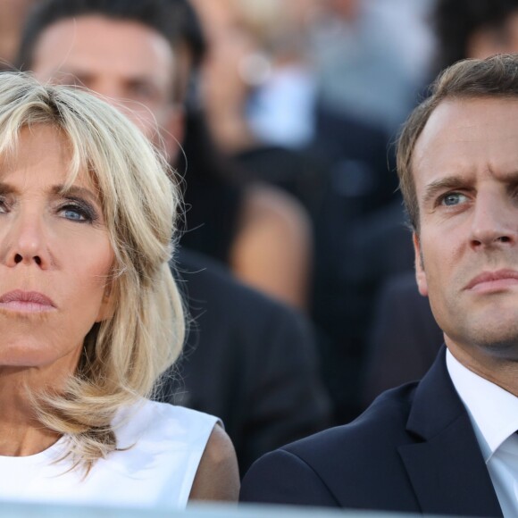 Le président de la République française Emmanuel Macron et sa femme la Première Dame Brigitte Macron (Trogneux) sur la colline Pnyx à Athènes, Grèce, le 8 septembre 2017. © Dominique Jacovides/Bestimage