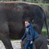 Exclusif - La Princesse Stéphanie de Monaco devient la marraine d'un bébé éléphant nommé Ta Wan (rayon de soleil), âgé de 5 semaines, lors d'une visite au parc animalier de Pairi Daiza en Belgique. Le 26 octobre 2017. La princesse a également rencontré un panda.