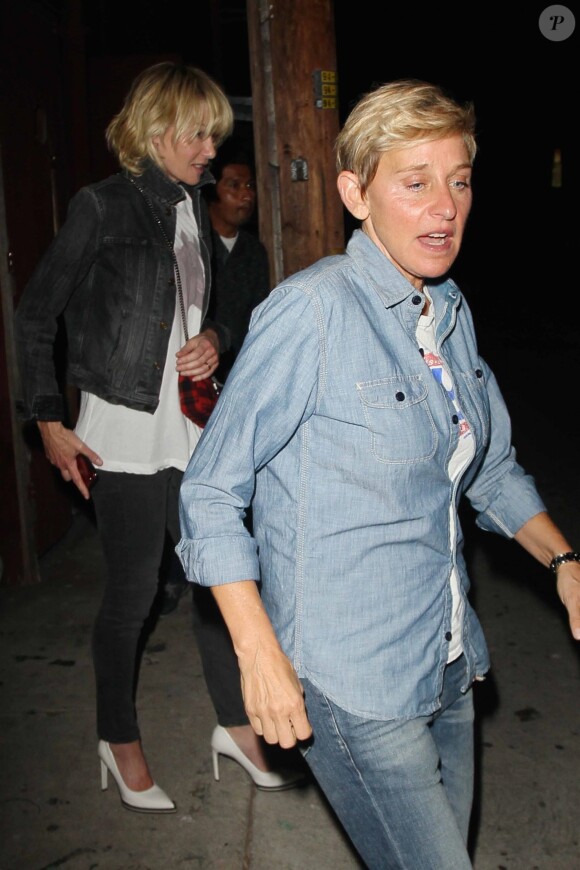 Ellen DeGeneres et sa femme Portia de Rossi sont allées diner au restaurant Largo à Los Angeles, le 29 août 2017