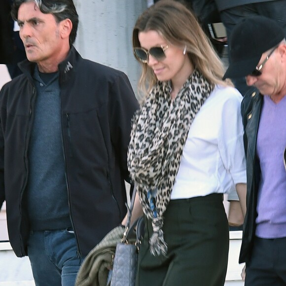 Antonio Banderas et sa compagne Nicole Kimpel - La famille et les amis d'A. Banderas arrivent au funérarium de Malaga suite au décès de sa mère Ana Banderas Galledo, le 4 novembre 2017