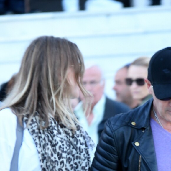 Antonio Banderas et sa compagne Nicole Kimpel - La famille et les amis d'A. Banderas arrivent au funérarium de Malaga suite au décès de sa mère Ana Banderas Galledo, le 4 novembre 2017.