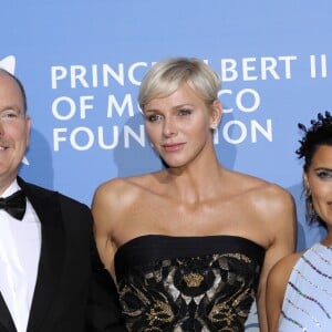 Le prince Albert II de Monaco et la princesse Charlene au 1er "Gala pour l'Océan de Monte-Carlo" sur les terrasses de l'Opéra à Monaco, le 28 septembre 2017. © Claudia Albuquerque/Bestimage