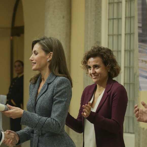 La reine Letizia d'Espagne lors de la remise des Prix Reine Letizia du handicap 2016 et 2017 le 21 novembre 2017 au palais du Pardo à Madrid.