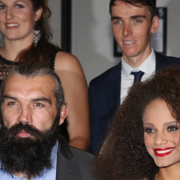 Sébastien Chabal et Alicia Aylies (Miss France 2017) - 14ème Nuit du Rugby à l'Olympia à Paris le 18 Septembre 2017. © Denis Guignebourg/Bestimage