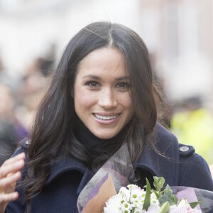 Meghan Markle avec le prince Harry à Nottingham le 1er décembre 2017, leur première mission royale ensemble après l'annonce de leurs fiançailles.