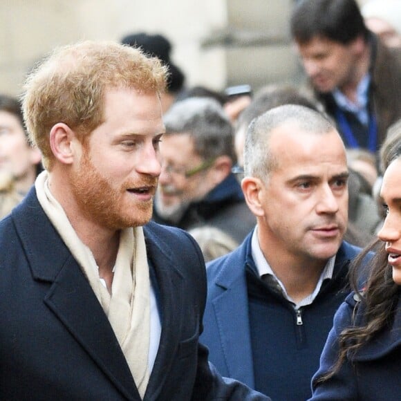 Meghan Markle avec le prince Harry à Nottingham le 1er décembre 2017, leur première mission royale ensemble après l'annonce de leurs fiançailles.