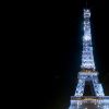 Le message "Merci Johnny" projeté sur la Tour Eiffel en hommage au chanteur à Paris, France, le 8 décembre 2017, en hommage au chanteur Johnny Hallyday. © Nikola Kis Derdei/Bestimage
