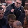 Carla Bruni et Nicolas Sarkozy  arrivent à l'église de la Madeleine pour les obsèques de Johnny Hallyday, à Paris le 9 décembre 2017.