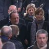 François Hollande et Julie Gayet arrivent à l'église de la Madeleine pour les obsèques de Johnny Hallyday, à Paris le 9 décembre 2017.