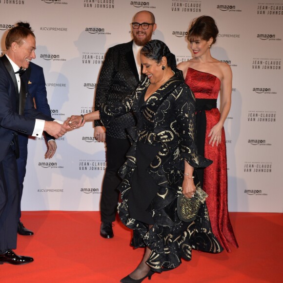 Jean-Claude Van Damme, Phylicia Rashad, Peter Atencio, Kat Foster - Présentation de la série "Jean-Claude Van Johnson" par Amazon TV au cinéma Le Grand Rex à Paris, le 12 décembre 2017. © Veeren/Bestimage