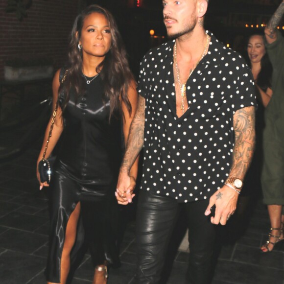 M. Pokora et sa compagne Christina Milian fêtent leurs anniversaires respectifs avec leurs amis au restaurant "Beauty & Essex" à Los Angeles le 26 septembre 2017. s