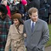 Meghan Markle avec son fiancé le prince Harry et la famille royale britannique à Sandringham le 25 décembre 2017 pour la messe de Noël.