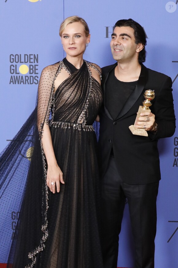 Faith Akin, Diane Kruger (Golden Globe de meilleur film en langue étrangère pour "In The Fade") - Pressroom - 75ème cérémonie annuelle des Golden Globe Awards au Beverly Hilton Hotel à Los Angeles, le 7 janvier 2018.