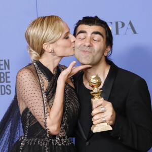 Fatih Akin, Diane Kruger (Golden Globe de meilleur film en langue étrangère pour "In The Fade") - Pressroom - 75ème cérémonie annuelle des Golden Globe Awards au Beverly Hilton Hotel à Los Angeles, le 7 janvier 2018.