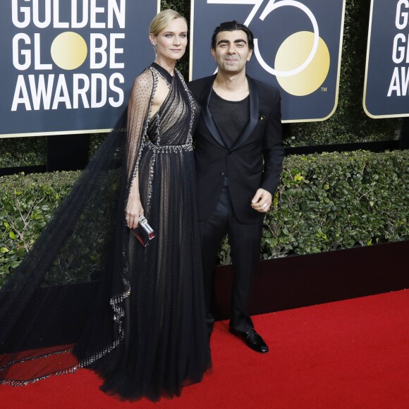 Diane Kruger, Fatih Akin sur le tapis rouge de la 75ème cérémonie des Golden Globe Awards au Beverly Hilton à Los Angeles, le 7 janvier 2018.