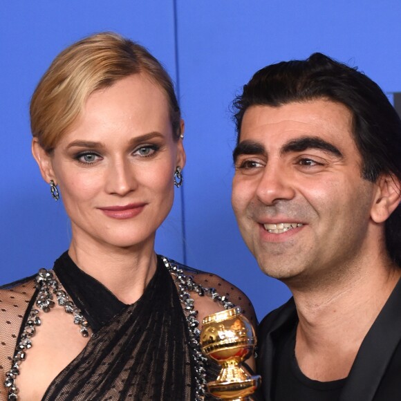 Faith Akin, Diane Kruger (Golden Globe de meilleur film en langue étrangère pour "In The Fade") - Pressroom - 75ème cérémonie annuelle des Golden Globe Awards au Beverly Hilton Hotel à Los Angeles, le 7 janvier 2018. © Chris Delmas/Bestimage