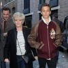 Romeo Beckham et sa grand-mère Sandra Georgina West arrivent à la présentation Kent & Curwen à la Fashion Week de Londres. Le 7 janvier 2018.