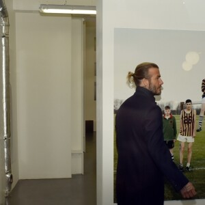 David Beckham assiste à la présentation de la nouvelle collection de Kent & Curwen, à la Fashion Week de Londres. Le 7 janvier 2018.