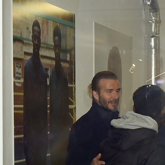 David Beckham assiste à la présentation de la nouvelle collection de Kent & Curwen, à la Fashion Week de Londres. Le 7 janvier 2018.