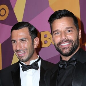 Ricky Martin et son compagnon Jwan Yosef au photocall de la soirée HBO's official Golden Globe after party au restaurant Circa 55 de l'hôtel Hilton à Beverly Hills le 7 janvier 2018.