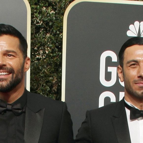 Ricky Martin et Jwan Yosef sur le tapis rouge de la 75ème cérémonie des Golden Globe Awards au Beverly Hilton à Los Angeles, le 7 janvier 2018.