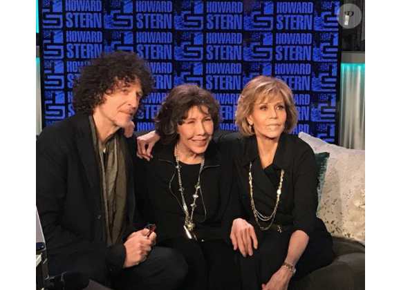 Howard Stern, Lily Tomlin et Jane Fonda avec un pansement sur la lèvre - Sirius Show le  15 janvier 2018 à New York