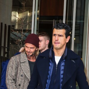 David Beckham sort de la maison Louis Vuitton à Paris le 17 janvier 2018.  David Beckham leaves Louis Vuitton HQ in Paris on january 17th 201817/01/2018 - Paris