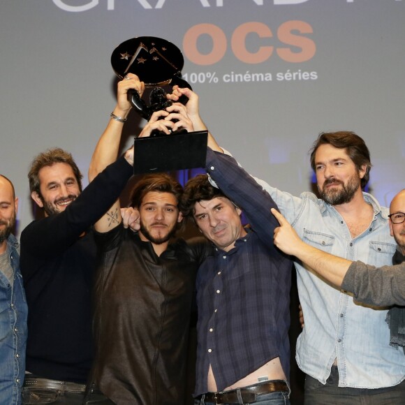 Rayane Bensetti, Grand Prix pour le film "La Finale", le réalisateur Robin Sykes lors de la soirée de clôture et remise de prix du 21ème festival international du film de comédie de l'Alpe d'Huez le 20 janvier 2018. © Dominique Jacovides / Bestimage