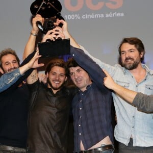 Rayane Bensetti, Grand Prix pour le film "La Finale", le réalisateur Robin Sykes lors de la soirée de clôture et remise de prix du 21ème festival international du film de comédie de l'Alpe d'Huez le 20 janvier 2018. © Dominique Jacovides / Bestimage