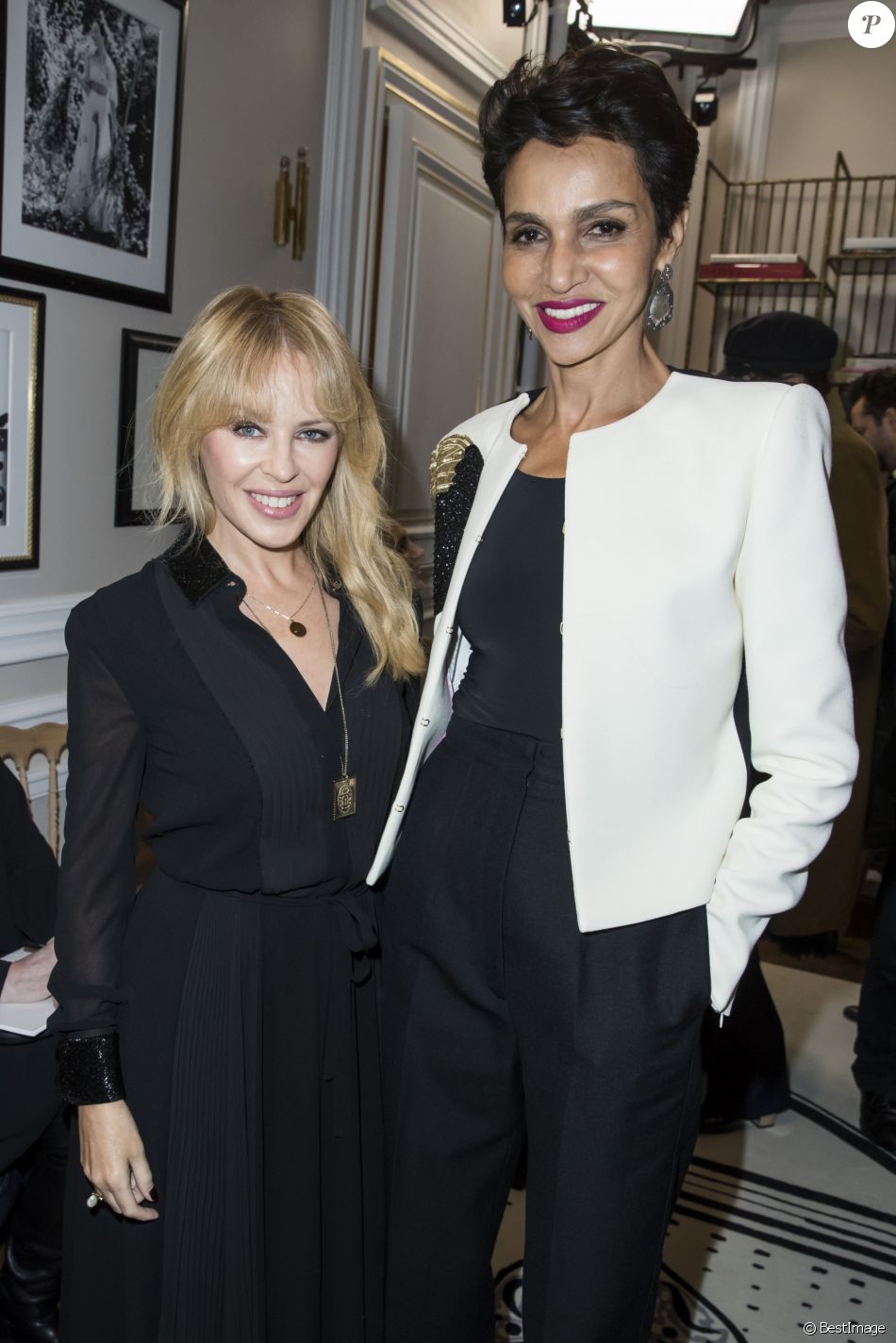Kylie Minogue et Farida Khelfa - Défilé de mode Maison Schiaparelli, collection haute couture Printemps-Eté 2018, à Paris. Le 22 janvier 2018 © Olivier Borde / Bestimage
