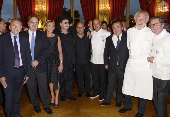 Marc Veyrat et Frédéric Anton, Jérôme Bocuse - Dîner des Grands Chefs au Quai d'Orsay à l'occasion de la désignation du vainqueur du Bocuse d’Or à Paris le 22 septembre 2015