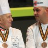 Paul Bocuse et son fils Jérôme Bocuse lors de la 14e édition des Bocuse d'Or à Chassieu près de Lyon en 2013