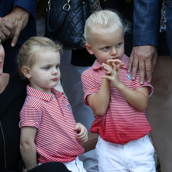 La princesse Charlene de Monaco, la princesse Gabriella et le prince Jacques durant le traditionnel pique-nique des monégasques au parc Princesse Antoinette à Monaco le 1er septembre 2017. © Olivier Huitel/Pool restreint Monaco/Bestimage