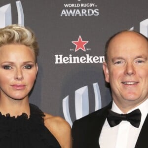 La princesse Charlene et le prince Albert II de Monaco - Soirée des World Rugby Awards à Monaco le 26 novembre 2017. © Claudia Albuquerque/Bestimage