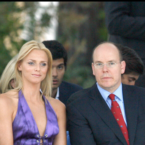 Charlene Wittstock et le prince Albert de Monaco à la soiree Amber Fashion le 25 mai 2007 au Sea Club Meridien Beach Plaza © Junior/Angeli/Bestimage