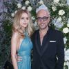Pascal Obispo et sa femme Julie Hantson - Photocall de la 16e édition du Dîner de la mode en faveur du Sidaction, dans la salle de réception du Pavillon d'Armenonville à Paris, le 26 janvier 2018. © Olivier Borde/Bestimage