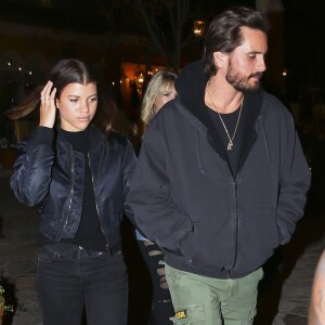 Exclusif - Sofia Richie et Scott Disick à la sortie du restaurant Tosconova à Calabasas le 28 janvier 2018