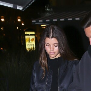 Exclusif - Sofia Richie et Scott Disick à la sortie du restaurant Tosconova à Calabasas le 28 janvier 2018