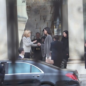 Semi Exclusif - Angelina Jolie quitte le palais de l'Elysée après un rendez-vous avec Brigitte Macron à Paris le 30 janvier 2018.