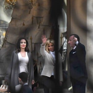 Semi Exclusif - José Pietroboni, chef du protocole - Angelina Jolie lors d'un rendez-vous avec Brigitte Macron au palais de l'Elysée à Paris le 30 janvier 2018.