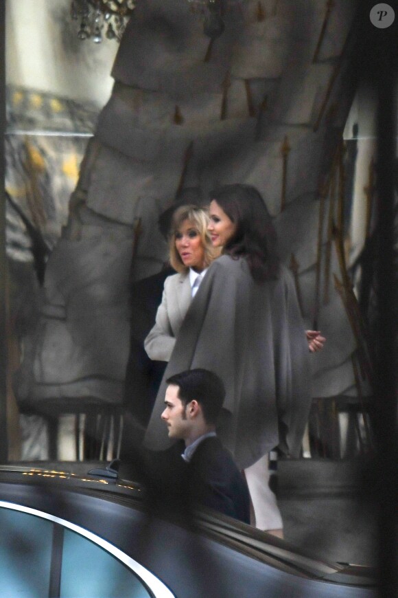 Semi Exclusif - Angelina Jolie lors d'un rendez-vous avec Brigitte Macron au palais de l'Elysée à Paris le 30 janvier 2018.