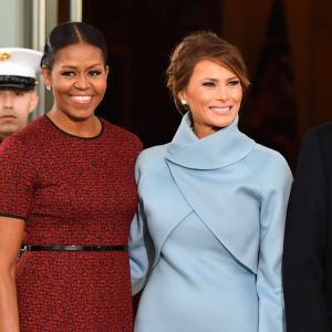 Michelle et Barack Obama, Melania et Donald Trump à la Maison Blanche avant la cérémonie d'investiture, Washington, le 20 janvier 2017.